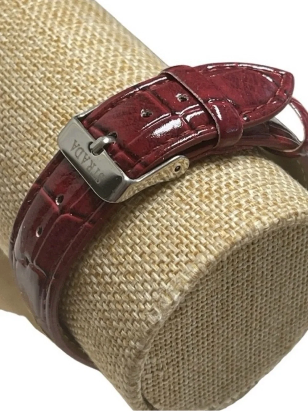 Strada Red Crystal Square Watch Roman Numeral Japanese Quartz NIB